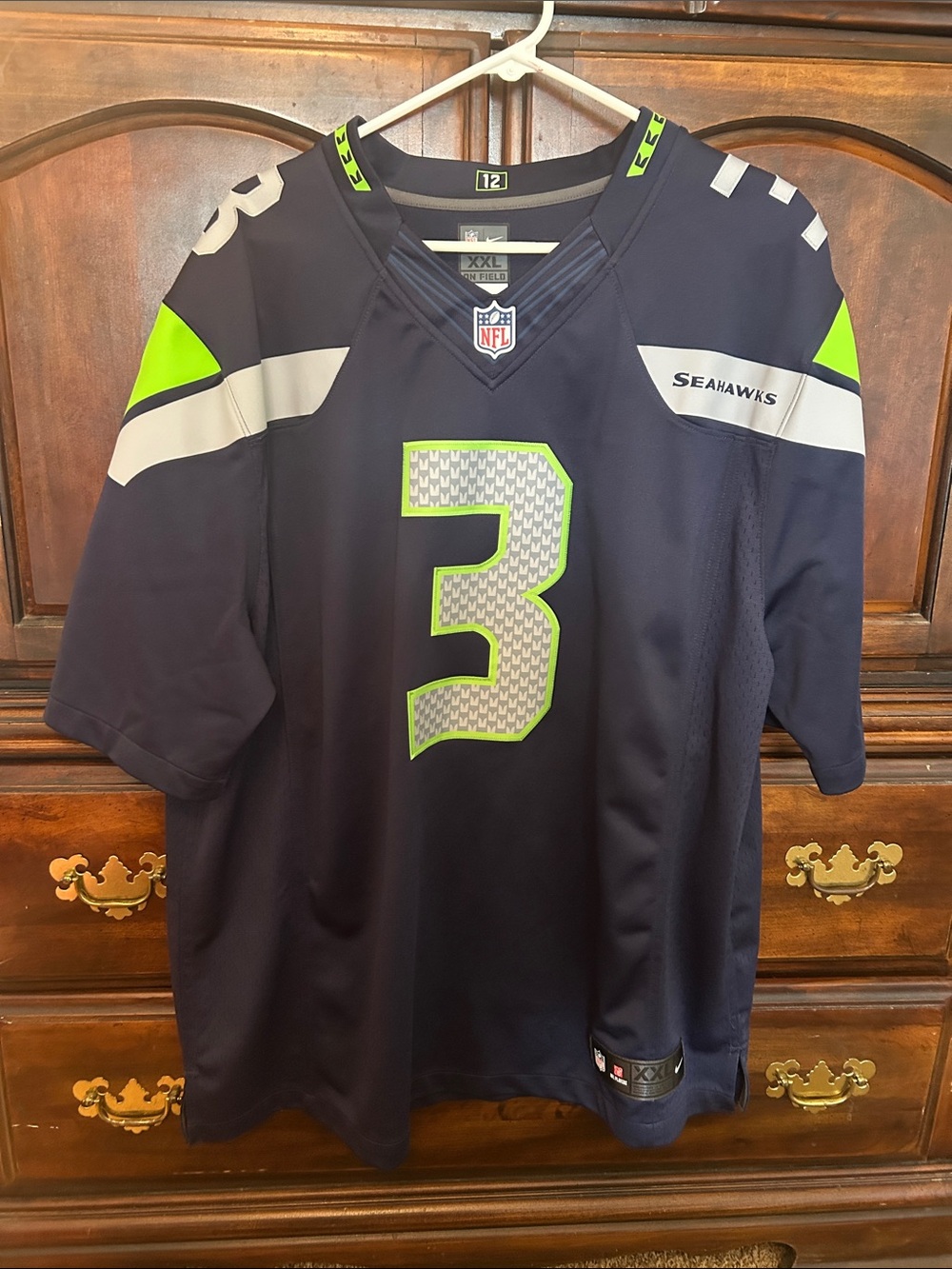 NFL Seattle Seahawks Navy Jersey with Neon Green and White Accents